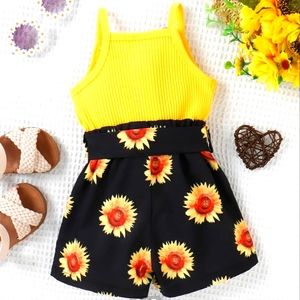 Kids shine sunflower Print romper